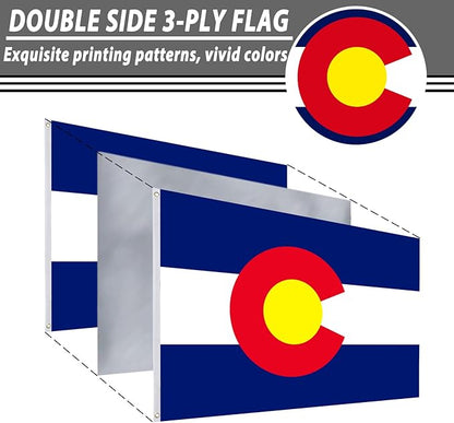FLAGWIN Colorado Flag 3x5 FT - 3 Ply Double Sided Polyester Flag with Brass Grommets - Vivid Color and Fade Proof State of Colorado Flags 3x5 Outdoor