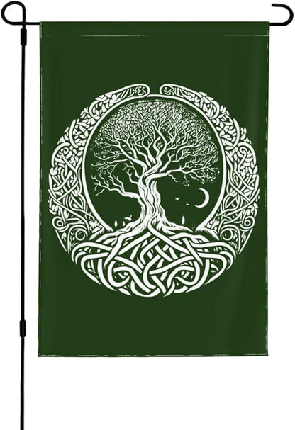 Viking Tree Garden Flag Vertical Double Sided Outdoor Yard Tree Flags 12.5x18 Inch Burlap Banners Vertical Double Sided for Outdoor Decor Lawn