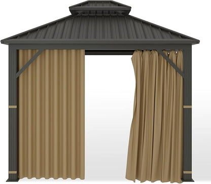 Gazebo Universal Replacement Privacy Curtain – Hugline 10' x 10' Gazebo Side Wall Outdoor Privacy Panel with Zipper (Khaki)