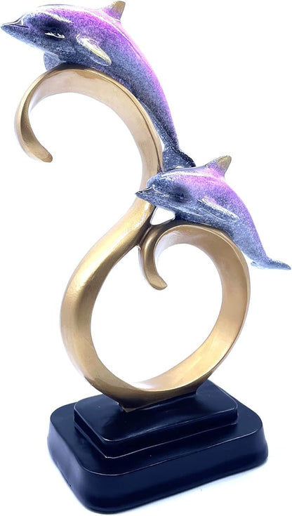 Resin Dolphin Statue Sculpture Frgurine Gift for Home Office Living Room Desktop Display Decorative Decoration (Purple)