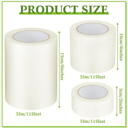 Frienda 3 Pack 2''x115'+4''x115'+6''x115' 6 Mil Greenhouse Plastic Repair Tape Waterproof and UV Resistant Polyethylene Sheeting Tape to Repair Patch