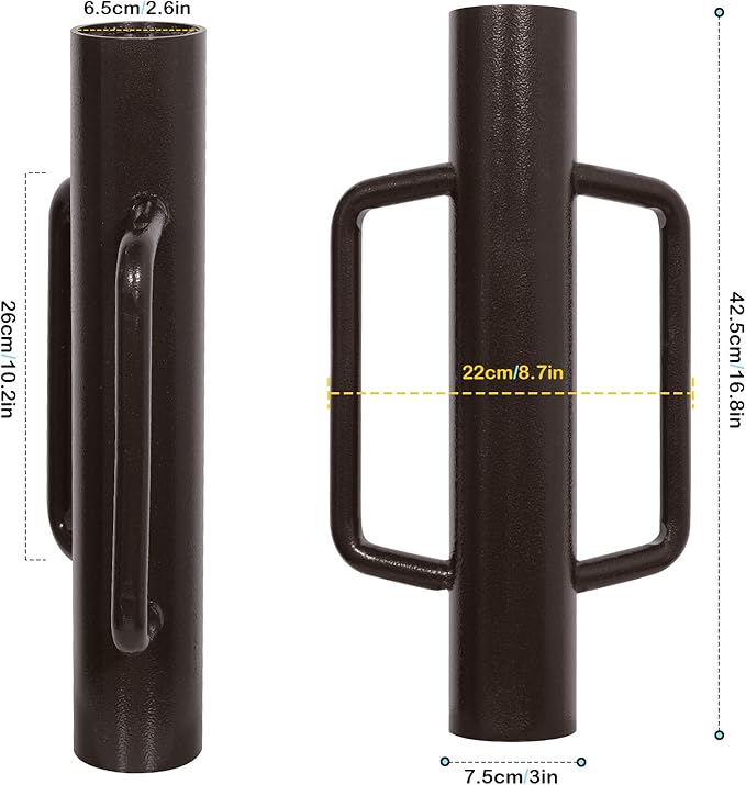 Urban Deco Fence Post Driver with Handle Steel Head Fence Post Driver 16.8 Inch T Post Driver/Rammer Brown Hand Heavy Duty Post Pounder