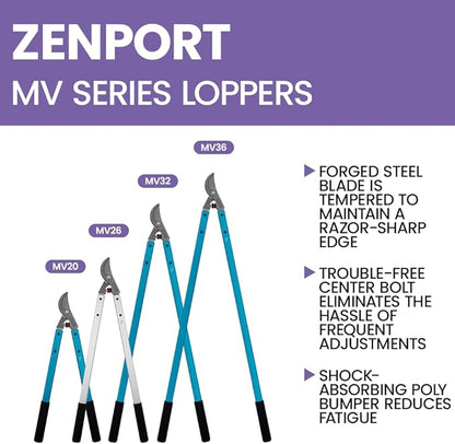 Zenport MV26-6PK Professional Tree Loppers, 2-Inch Cut, Forged Head, 26-Inch Long, 6-Pack, Orchard, Landscape