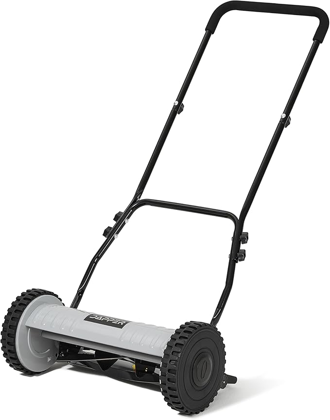 16" Push Reel Lawn Mower – Manual 5-Blade Hand Mower with Adjustable 3-Position Cutting Height (0.5"–1.75") – Lightweight, Eco-Friendly, Steel Blades – 2-Year Warranty