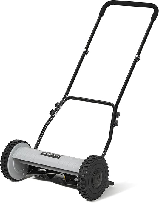 16" Push Reel Lawn Mower – Manual 5-Blade Hand Mower with Adjustable 3-Position Cutting Height (0.5"–1.75") – Lightweight, Eco-Friendly, Steel Blades – 2-Year Warranty