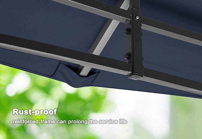 MASTERCANOPY Outdoor Garden Gazebo for Patios with Stable Steel Frame and Netting Walls (9x9,Navy Blue)