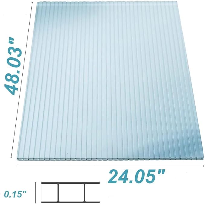 28 Pcs Polycarbonate Greenhouse Panels, 4' x 2' x 0.15'' Twin-Wall Panels, UV Protected Reinforced Clear Sheets for Greenhouse, Outdoor, Plant Stand Roof (28)