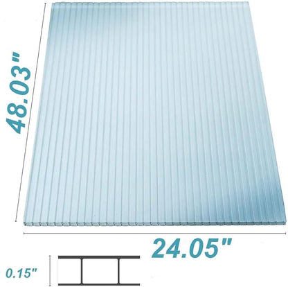 42 Pcs Polycarbonate Greenhouse Panels, 4' x 2' x 0.15'' Twin-Wall Panels, UV Protected Reinforced Clear Sheets for Greenhouse, Outdoor, Plant Stand Roof (42)