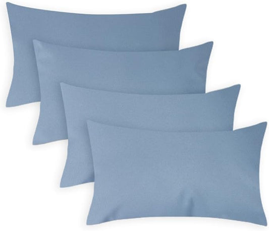Covers & All Premium Square Throw Pillow Inserts with Covers Set of 4, 16 x 24 Inches Sky Blue, Decorative Cushions for Couch Sofa Home Decor Office Travel UV Resistant Waterproof Soft Cushions