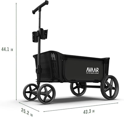 400lbs Large Capacity Collapsible Wagon Cart,Folding Utility Heavy Duty,All Terrain Big Wheels for Garden Camping Sports Outdoor Shopping, Black