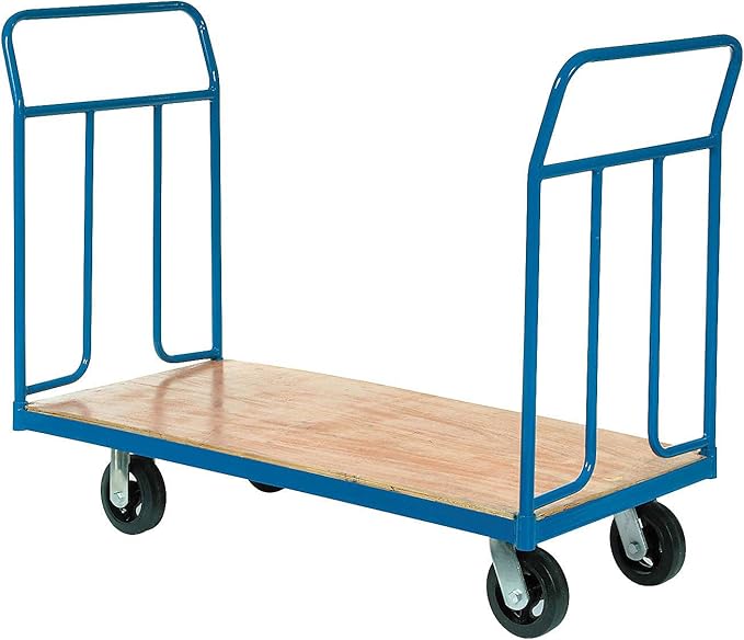 Global Industrial Wood Deck Platform Truck w/Removable Handles, 2400 Lb. Capacity, 6" Mold-On Rubber Wheels