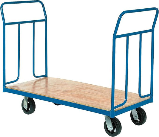 Global Industrial Wood Deck Platform Truck w/Removable Handles, 2400 Lb. Capacity, 6" Mold-On Rubber Wheels