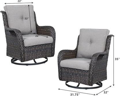 HUMMUH Outdoor Patio Furniture with Fire Pit Table Outdoor Conversation Set PE Wicker Patio Couch Swivel Glider Chairs for Balcony Garden,Lawn,Deck
