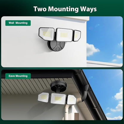 65W LED Flood Light Outdoor, 6500 Lumen Super Bright Security Lights, 3 Adjustable Heads, IP65 Waterproof, 6500K Daylight Wall Mount Outdoor Flood Light for Yard, Garage