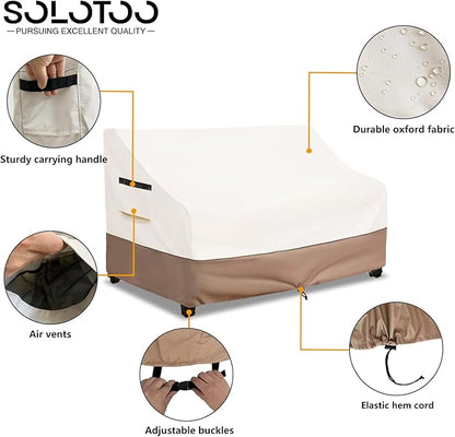 Outdoor Couch Cover Waterproof Patio Furniture Covers, 79 Inches Outdoor Sofa Cover, Furniture Covers for Patio Seating (Beige)