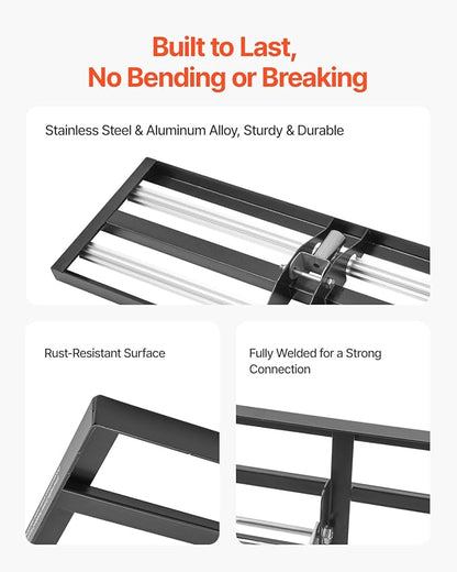 VEVOR Updated Lawn Leveling Rake with Roller, 48'' x 10" Stainless Steel Lawn Leveler with 83.9'' Adjustable Handle, Heavy Duty Yard Leveling Rake, Effort Saving Lawn Leveling Tool for Yard Golf Court