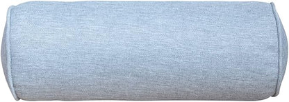 Indoor/Outdoor Bolster Pillows, 16x6 inches Solid Round Lumbar Cylinder Throw Pillows for Outdoor Furnitures, Set of 2, (Light Grey)