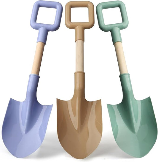 16" Wood Beach Sand Shovel Toys for Kids Adults, Heavy Duty Beach Toys Shovels for Sandbox Table, Sand Toy Shovel for Shoveling, Digging, Garden Fun