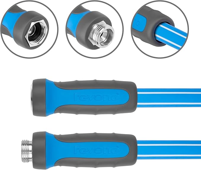 Fevone Garden Hose 80 ft., Lightweight Hybrid Water Hose, Flexible and Durable, Leak-Free Connections