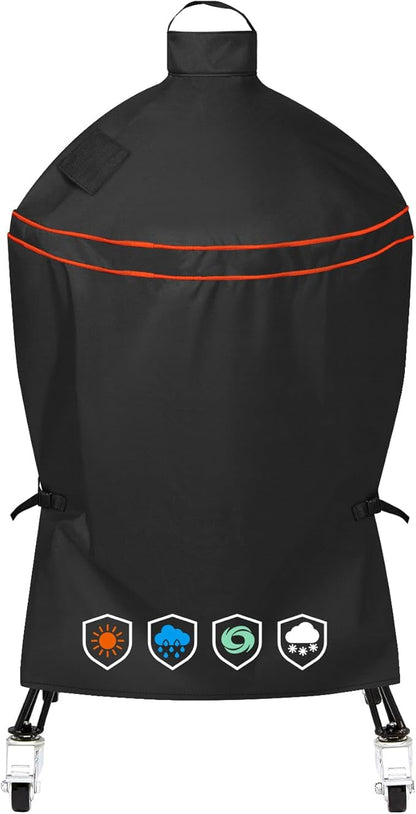 Heavy-Duty 600D Grill Cover fit for Kamado Joe 18-inch Classic Joe Series I II III Ceramic Charcoal Grill and Other Round 18-inch Charcoal Grill with Similar Sizes, 33" Dia x 48" H