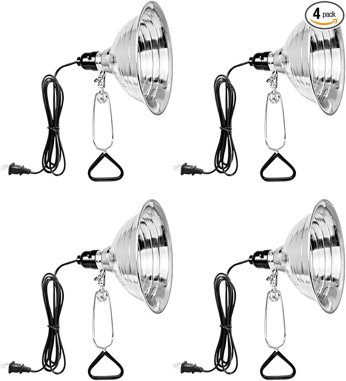 Simple Deluxe Clamp Lamp Light 150 Watt with 8.5 Inch Aluminum Reflector (no Bulb Included), 6 Feet Cord, 4 Pack, Black