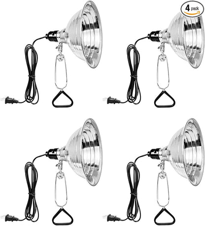 Simple Deluxe Clamp Lamp Light 150 Watt with 8.5 Inch Aluminum Reflector (no Bulb Included), 6 Feet Cord, 4 Pack, Black
