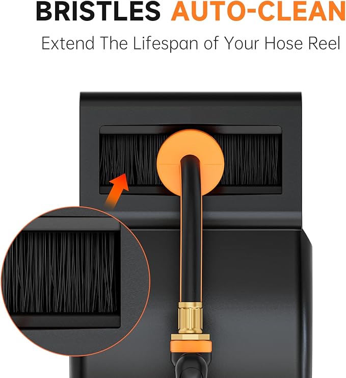 GARDENJOY Retractable Garden Hose Reel, 65 ft x 5/8 inch Heavy Duty Garden Hose with 180°Swivel Wall Mounted Bracket, 10 Pattern Sprayer Nozzle, Any Length Lock & Slow Return System