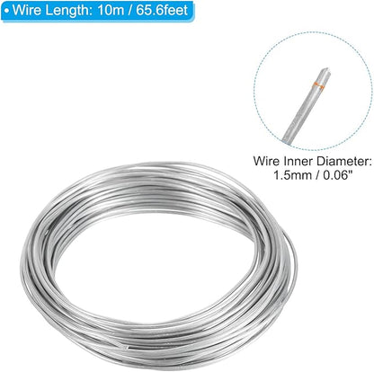 PATIKIL 1.5mm Bonsai Training Wire, 2 Rolls Floral Wire Stems Anodized Aluminum Tree Wire 65.6 Feet Total for Gardening Branch Fixing, Silver Tone