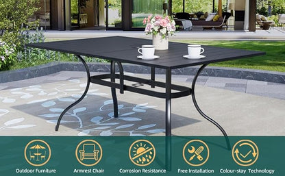 7-Piece Patio Dining Set, 63'' Rectangular Outdoor Table and 2 Wicker Swivel Rattan Chairs ＆ 4 Wicker Stackable Rattan Chairs with Cushions, All Weather Frame Furniture Set