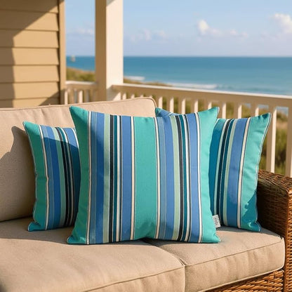 RSH DECOR: Sunbrella Lumbar & Square Pillows Set of 4 | 20" x 12" & 17" x 17" | Water and Fade-Resistant Performance Fabric | Outdoor Throw Pillows for Patio Furniture | Dolce Oasis