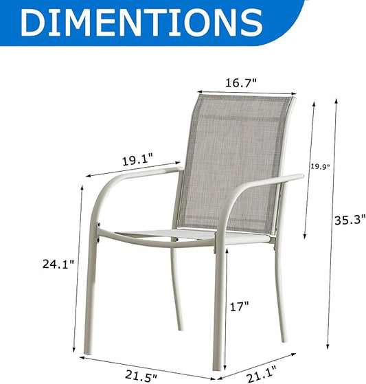 Outdoor Dining Chairs Set of 2, Stackable Patio Chairs with Textilene Fabric, Lightweight Garden Chairs for Poolside, Backyard, Camping, Grey
