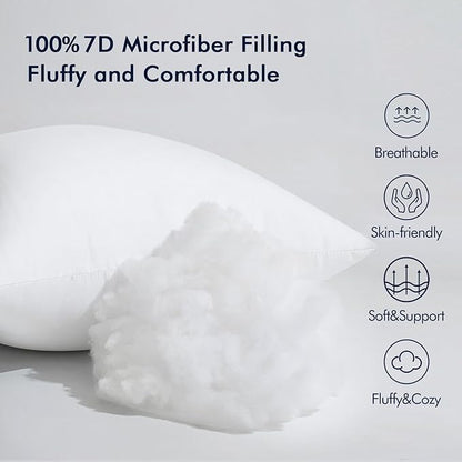 MIULEE Pack of 4 12x20 Inch Outdoor Pillow Inserts Waterproof Decorative Throw Pillow Insert, Rectangle Lumbar Garden Pillow Form for Patio Sofa Couch