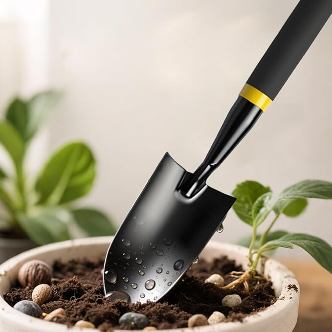 Garden Trowel - Metal Hand Shovel with Rubber Handle. This Garden Hand Trowel is Easy to use and Suitable for Soil Planting, Digging, transplanting and Outdoor Exploration Activities.