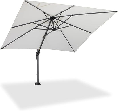PURPLE LEAF 8' X 8' Patio Umbrella for Pool 7' High Offset Outdoor Cantilever Umbrella Swimming Pool Umbrella with 360°Rotation for Poolside White