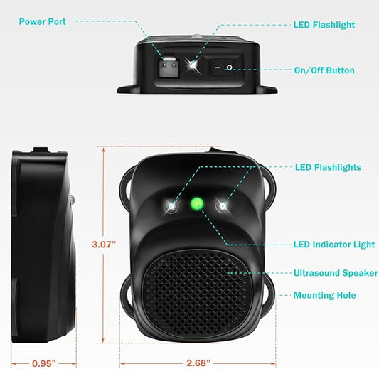 Loraffe Under Hood Rodent Repellent for Car Engines, 12V 24V Ultrasonic Mouse Deterrent with LED Strobe Lights – Mice and Rat Repeller for Truck, RV, Vehicle Engine Protection, Pack of 2