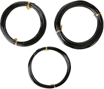 Quality Black Long Lasting Bonsai Training Wire Set of 3 Sizes - 1.0mm, 1.5mm, 2.0mm (32 Feet Each Size)