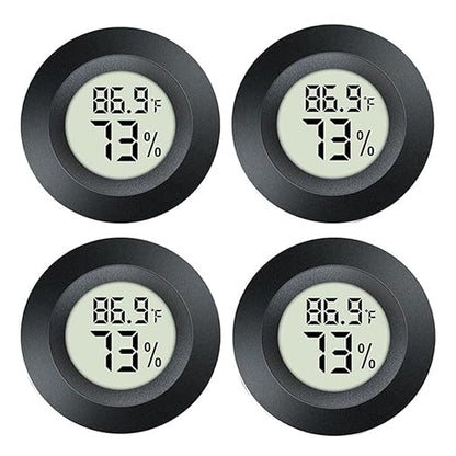 4 Pack Hygrometer Thermometer Digital Humidity Meter Indoor/Outdoor Humidity Monitor Reptile Thermo-Hygrometer for Greenhouse Humidors Terrarium Jars, Fahrenheit (℉) /Celsius(℃) (4)