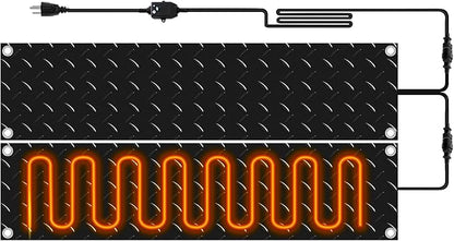 Riakrum 2 Pcs Heated Snow Melting Mats Outdoor, 10 x 30 in Winter Anti-Slip Heated Rubber Mat for Walkways Decks and Sidewalks, Snow and Ice Melting Pads Connection with 9.84 ft Power Cord