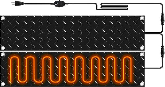 Riakrum 2 Pcs Heated Snow Melting Mats Outdoor, 10 x 30 in Winter Anti-Slip Heated Rubber Mat for Walkways Decks and Sidewalks, Snow and Ice Melting Pads Connection with 9.84 ft Power Cord