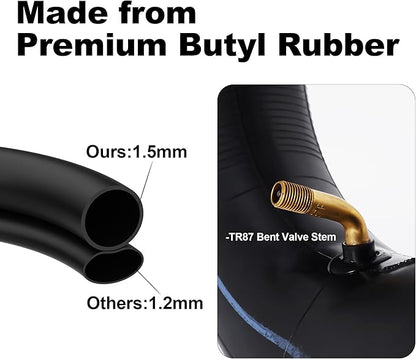 RUTU 4.00-6 Tube 4.10/3.50-6 Heavy Duty Inner Tube with TR87 Bent Valve Stem Replacement for Go Kart Wheelbarrow ATV Lawn Mower Hand Truck Snow Blowers Gorilla Cart 2 Pack
