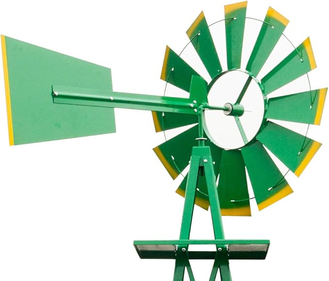Garden Windmill for Yard Decor, 8 ft Tall Metal Windmill with Spinning Blades, Weather-Resistant Outdoor Windmill for Lawn, Farmhouse, Rustic & Farm Decor,Green