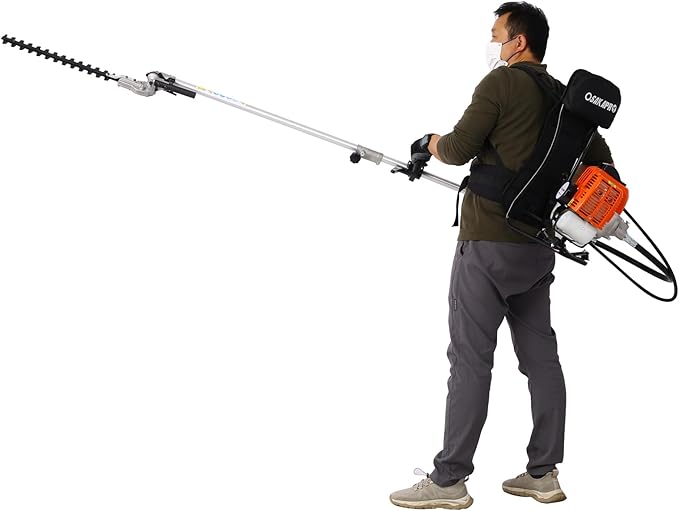 4-in-1 Backpack String Trimmer Weed Eater,52CC 2-Cycle Multi Garden Tools with Gas Pole Saw, Hedge Trimmer, Grass Trimmer and Brush Cutter EPA Compliant, Lawn Mower Weed Wacker Edger for Yard