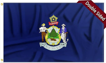FLAGWIN Maine Flag 3x5 FT - 3 Ply Double Sided Polyester Maine State Flag with Brass Grommets - Vivid Color and Fade Proof State of Maine Flags 3x5 Outdoor