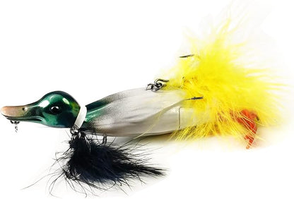 Duck Lures for Bass Fishing, Realistic Topwater Baby Duckling Baits Floating Artificial Hard Swimbaits for Pike Musky Catfish Freshwater Saltwater Fishing, 4.8 inch