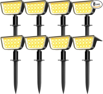Solar Spot Lights Outdoor, Ultra Bright Solar Garden Lights Warm White, IP68 Waterproof Landscape Spotlights, 800LM 2700K for Yard Garden Wall Driveway, 8 Pack