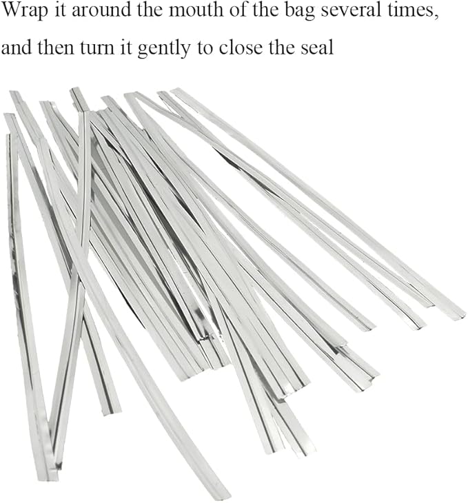 HAHIYO 300Pcs 6inches Silver Metal Twist Ties Bread Candy Coffee Bag Ties Plant Garden Twist Ties for Cellophane Treat Bags Gift Wraping Bags Plastic Bags Halloween Party Cake Present Art Crafts