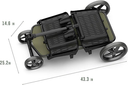 400lbs Large Capacity Collapsible Wagon Cart,Folding Utility Heavy Duty,All Terrain Big Wheels for Garden Camping Sports Outdoor Shopping, Green