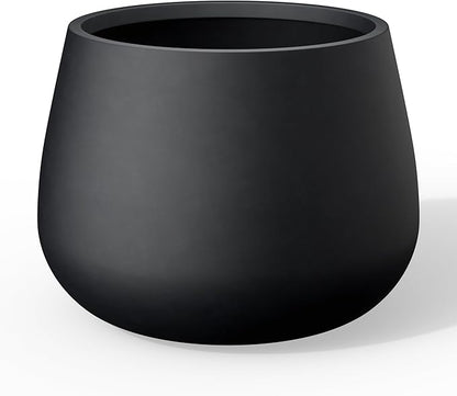 Kante Curva Series Planter, 21.3 Inch Round Concrete Plant Pot with Draiange Hole and Rubber Plug, Suitable for Indoor Plants, Home, Garden, Patio, Black
