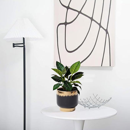 LB Black Gold Ceramic Planters for Indoor Plants, Succulent Plant Pots Ceramic Plant Pot, Modern Flower Pots for Living Room Office Home Decor, Round Flower Pot of 4.3 Inch(Plant Not Included)