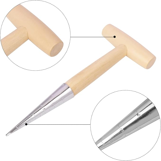 3 PCS 11 Inch Hand Dibber with Wooden Handle - Hand Held Bulb Planter, Essential Dibber Gardening Tool for Planting and Bulb Transplanting